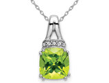 1.25 (ctw) Natural Cushion Cut Peridot Pendant Necklace in 14K White Gold with Chain